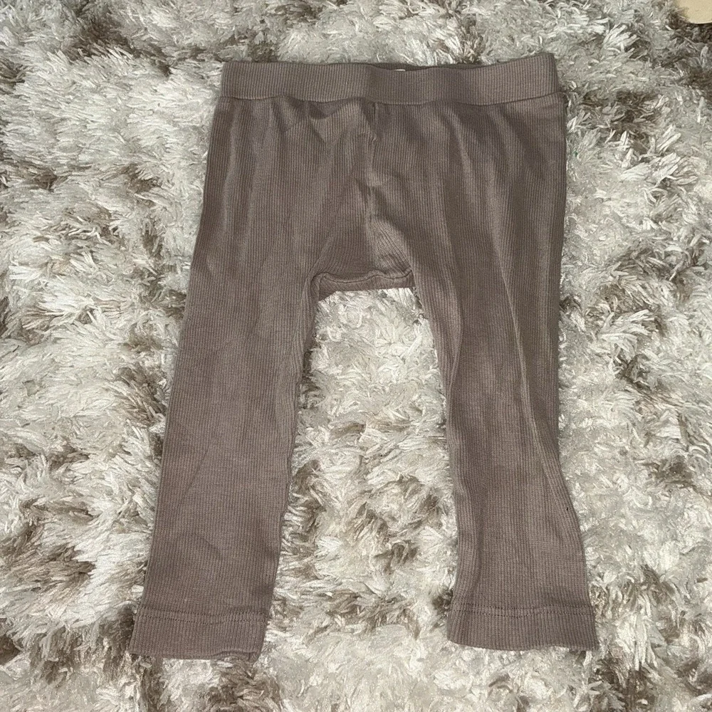 12-18 Months Kate Quinn Organic Rib Leggings Pants Brown Taupe Tan Neutral